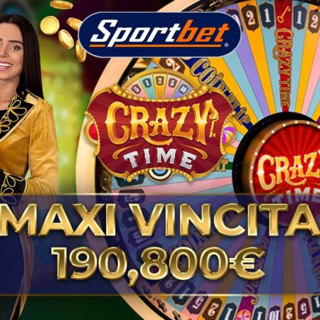 Slot online: vinti oltre 190.000 euro con Crazy Time, sul casinò di Sportbet